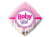 Шар фольга 18''/QL ромб BABY GIRL Горошек Полоски