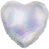 Шар фольга без рисунка 18'' сердце Серебро Silver голография FL