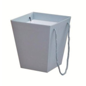 Коробка для цветов Трапеция Премиум перламутр серебро 15х22х25см 1208