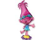 Шар 23*58", фольга, фигура ходячая Тролли. Розочка