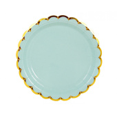 Тарелки бумажные 180 мм, 6 шт. Мятные с золотом