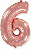 Шар фольга Цифра 40''/Fm Розовое Золото Rose Gold "6"