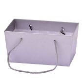 Коробка для цветов Трапеция Премиум Миди перламутр серебро 25,5х14,7х12,5см