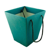 Коробка для цветов Трапеция Премиум перламутр сине-голубой 12,5х18х22,5см