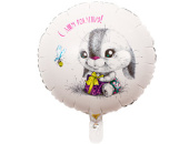 Шар фольга 18''/ВЗ круг С Днем Рождения Зайка