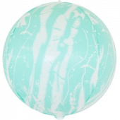 Шар фольга Сфера 3D Deco Bubble 22" Мрамор Бирюзовый 56см