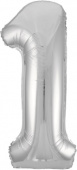 Шар фольга Цифра 40''/AG Slim Серебро Silver "1"
