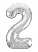 Шар фольга Цифра 40''/AG Slim Серебро Silver "2"