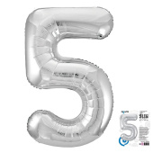 Шар фольга Цифра 40''/AG Slim Серебро Silver "5"
