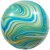 Шар фольга Сфера 3D Deco Bubble 24'' Мраморная иллюзия Зеленый Агат FL