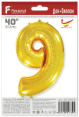 Шар фольга Цифра 40''/Fm Золото Gold "9"