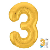 Шар фольга Цифра 40''/AG Slim Золото Gold "3"