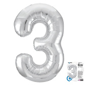 Шар фольга Цифра 40''/AG Slim Серебро Silver "3"