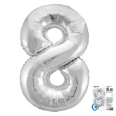 Шар фольга Цифра 40''/AG Slim Серебро Silver "8"