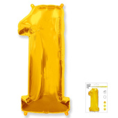 Шар фольга Цифра 40''/Fm Золото Gold "1"