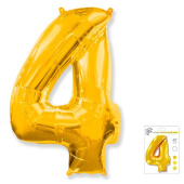 Шар фольга Цифра 40''/Fm Золото Gold "4"
