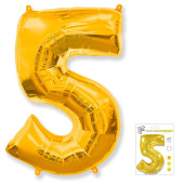 Шар фольга Цифра 40''/Fm Золото Gold "5"