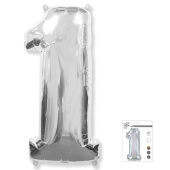 Шар фольга Цифра 40''/Fm Серебро Silver "1"
