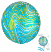 Шар фольга Сфера 3D Deco Bubble 16" Мрамор Зелено-голубой упак An