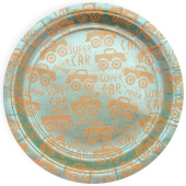 Тарелки бумажные 180мм Супер машинки Крафт Голубой (уп6) ДонБал