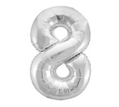 Шар фольга Цифра 40''/Fm Серебро Silver "8"