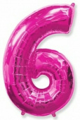 Шар фольга Цифра 40''/Fm Фуксия Fuchsia "6"
