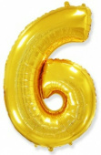 Шар фольга Цифра 40''/Fm Золото Gold "6"