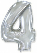 Шар фольга Цифра 40''/Fm Серебро Silver "4"