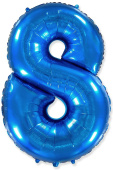 Шар фольга Цифра 40''/Fm Синяя Blue "8"