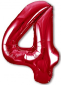 Шар фольга Цифра 40''/AG Slim Красная Red "4"