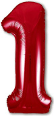 Шар фольга Цифра 40''/AG Slim Красная Red "1"