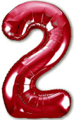 Шар фольга Цифра 40''/AG Slim Красная Red "2"