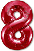 Шар фольга Цифра 40''/AG Slim Красная Red "8"