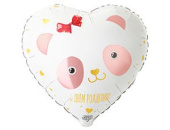 Шар фольга 18''/ВЗ сердце С Днем Рождения Панда с бантиком