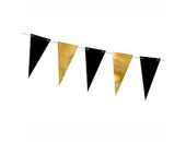 Гирлянда вымпел однотонная 215см Black&Gold