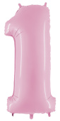 Шар фольга Цифра 40''/Fm Розовая Pink "1"