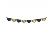 Гирлянда флажки 300см бахрома Black&Gold