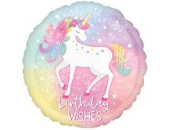 Шар фольга 18''/An круг BIRTHDAY WISHES Единорог Спящий