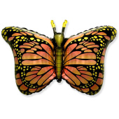 Шар фольга фигура Бабочка Монарх оранжевый 38'' 60х97см Fm