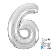 Шар фольга Цифра 40''/AG Slim Серебро Silver "6"
