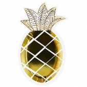 Тарелки бумажные 130х240мм фигурные Ананас Золотой (уп6)