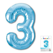 Шар фольга Цифра 40"/ВС Нежный голубой "3" Three