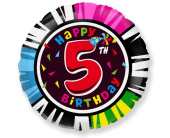 Шар фольга Цифра 18"/Fm круг Happy Birthday "5"
