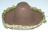 Шляпа пластик маленькая Сомбреро коричневая с золотом 15см