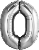 Шар фольга Цифра 32''/AG Slim Серебро Silver "0"