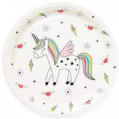 Тарелки бумажные 230мм Радужный единорог Белый уп6 ВолВес