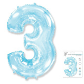 Шар фольга Цифра 40''/Fm Светло-голубой Pastel Blue "3"