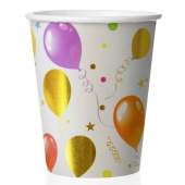 Стаканы бумага 250мл Воздушные шарики разноцветный металлик уп6