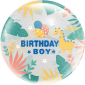 Шар фольга Сфера 3D Deco Bubble 18'' С ДР мальчика прозрачный кристалл с клапаном 46см FL