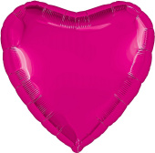 Шар фольга без рисунка 18'' сердце Фуксия Fuchsia металлик AG